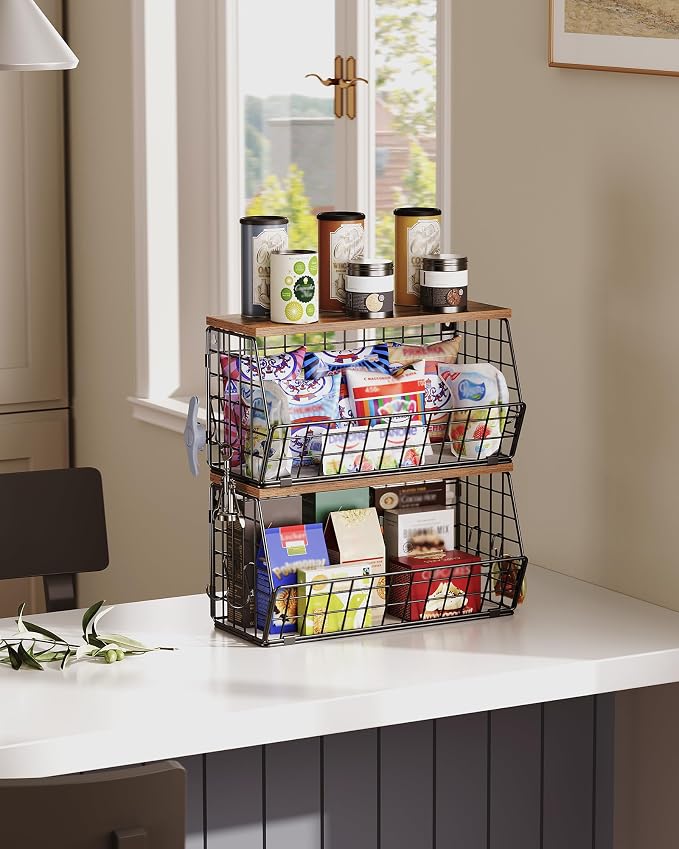 CHOEZON 2-Tier Fruit Basket for Kitchen, Stackable wire basket - Image 2