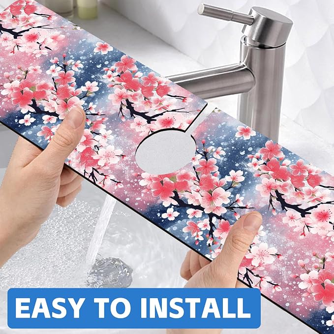 Japanese Pink Cherry Blossoms Dish Drying Mat - Image 6