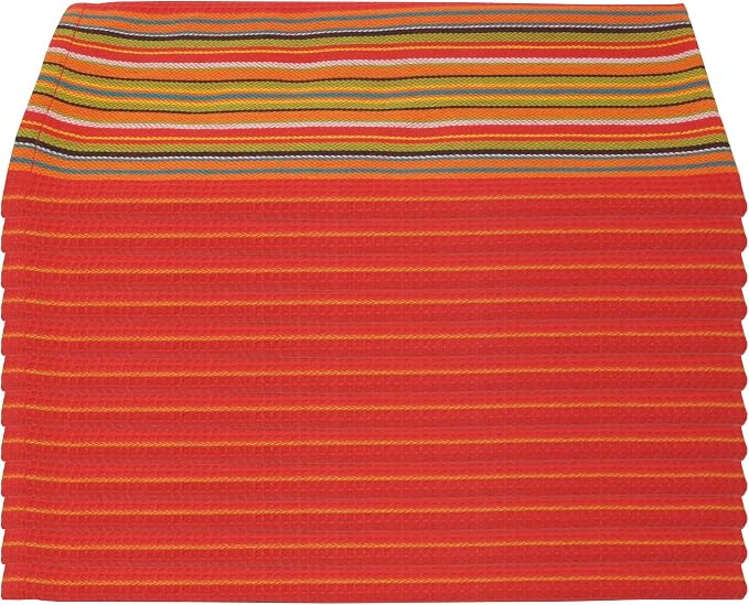 Kitchen Dish Towels Salsa Stripe | 100% Natural Absorbent Cotton Salsa Towels | by AuntiEmsKitchen