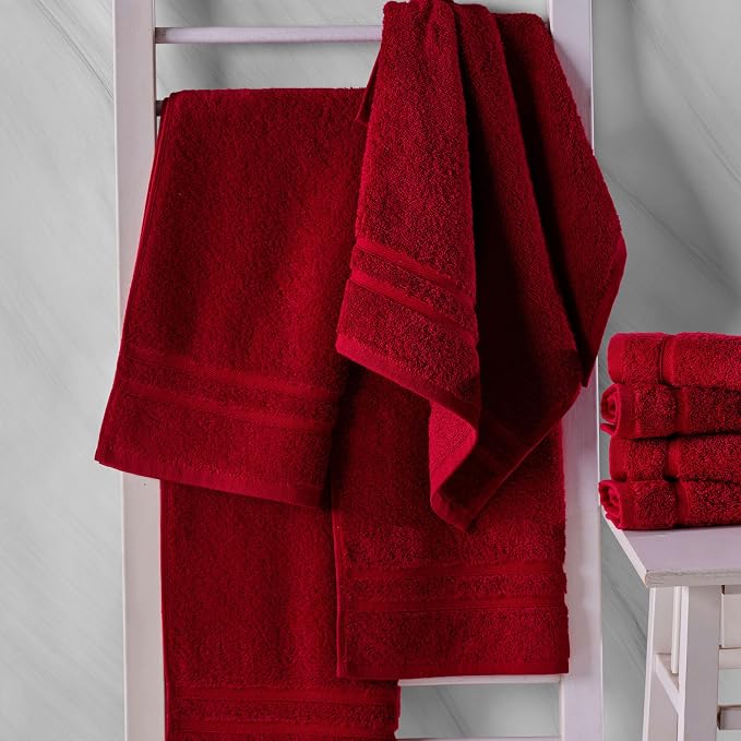 Hawmam Linen Red Hand Towels 4 Pack Turkish Cotton Premium Quality Soft and - Image 4