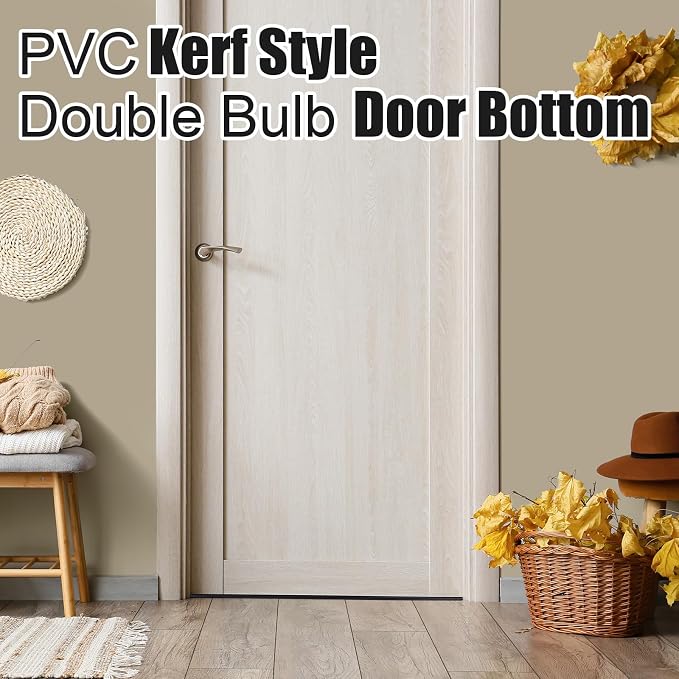 Pushglossy 2 Pcs 36" Kerf Door Sweep Double Bubble Kerf Pre Cut Black | 1-3/4" - Image 5