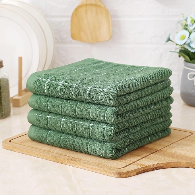 Homaxy 100% Cotton Terry Kitchen Towels, 24 Pack, Grass Green - Image 8