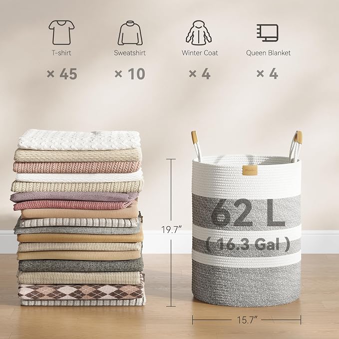 Nunsino 62L Striped Laundry Hamper - Image 4