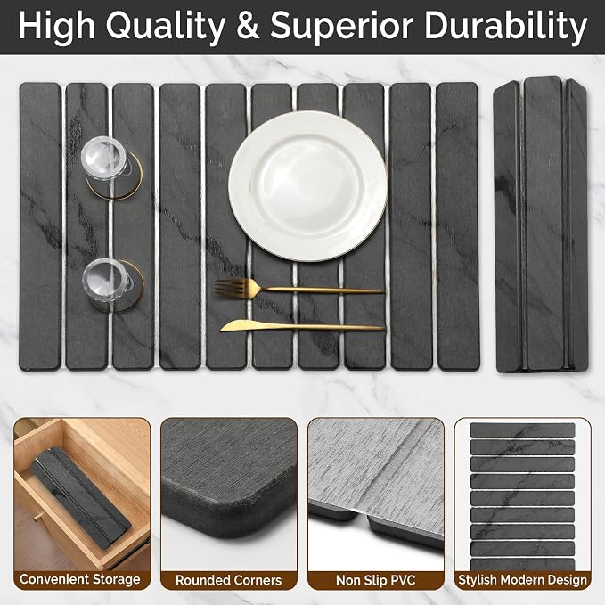Large Stone Dish Drying Mat for Kitchen Counter, Quick Dry Stone Dishes Mats - Image 4