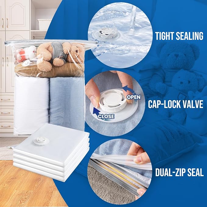 TAILI 8 Pack Vacuum Storage Bags, Jumbo Size, Cream | Vacuum Seal Bags - Image 5