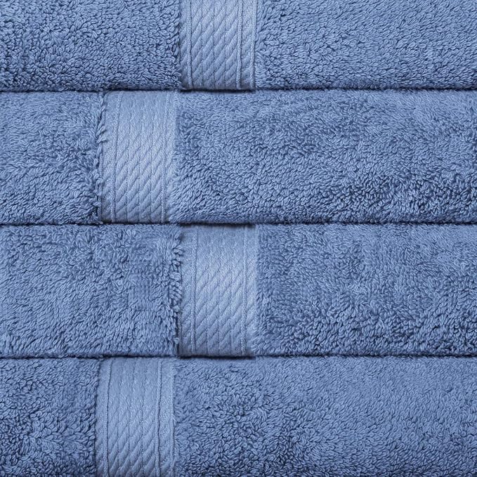 SUPERIOR Egyptian Cotton Plush & Absorbent, Hand Towel Set of 4, Denim Blue | - Image 3