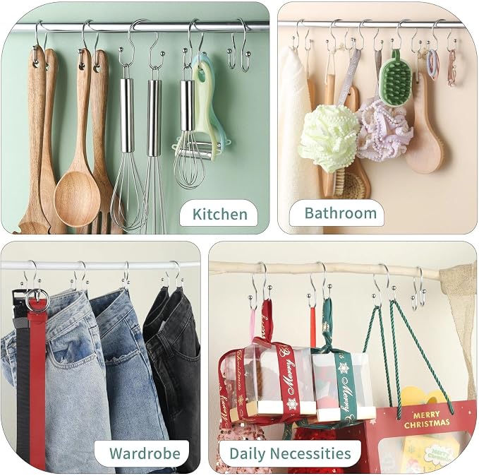 Shower Curtain Hooks, Stainless Steel Shower Curtain Hangers, Metal Shower - Image 8