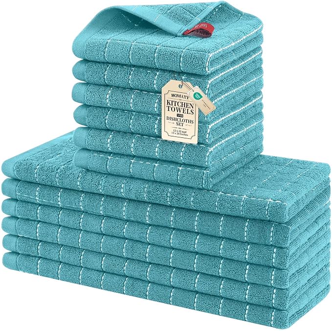 Homaxy Kitchen Towels and Dishcloths Set, Lake Blue by Homaxy