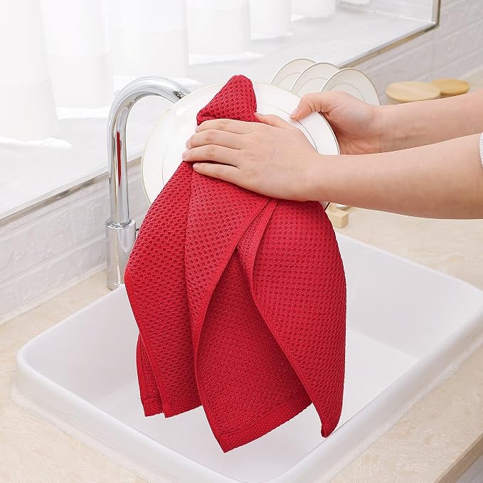 Homaxy 100% Cotton Waffle Weave Kitchen Dish Towels 6-Pack, Ultra Soft - Image 4