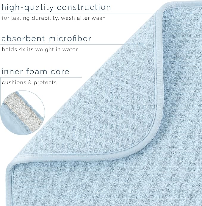 S&T INC. Dish Drying Mat, Sky Blue | Absorbent Microfiber, Extra Large Kitchen - Image 3