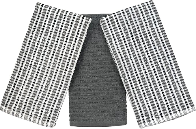 Serafina Home Thanksgiving Kitchen Towels- Set of 3 100% Cotton Solid Dark Gray - Image 8