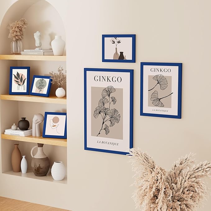 Vittanly 5x7 Picture Frame, Solid Wood Frame with Plexiglass, Includes 4x6 Mat, Wall Hanging or Tabletop for Home Decor, Royal Blue, 1 Pack