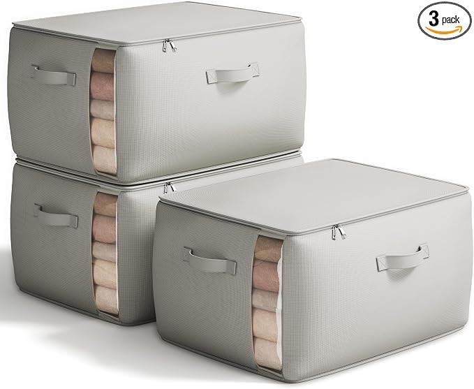 3 Pack Canvas Comforter Storage Bags by Vailando