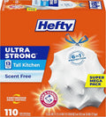 Hefty Ultra Strong 13 Gal Kitchen Trash Bags, 110ct | Bulk Pack, 13G Tall White by Hefty