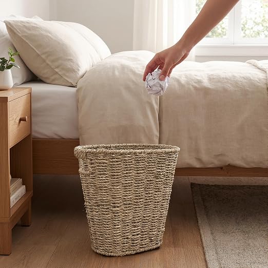 iEGrow 2 Pack Wicker Trash Can, Wicker Waste Basket - Image 6
