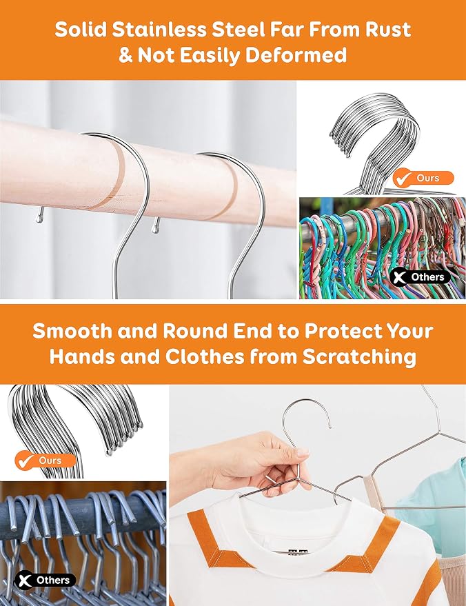 Baby Hangers, 50 Pack Stainless Steel 12.6 Inch Heavy Duty Non-Slip Space - Image 3