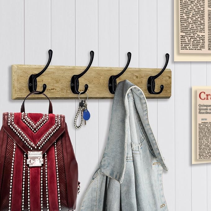 IBosins 10 Pack Black Double Coat Hooks No Rust Hooks - Image 8