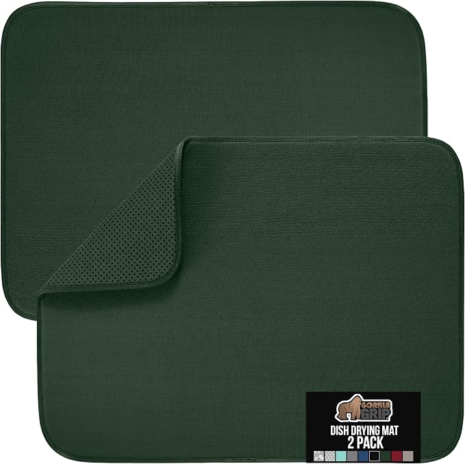 GORILLA GRIP Ultra Water Absorbent Microfiber Dish Drying Mat, 2 PK, Slip by Unknown