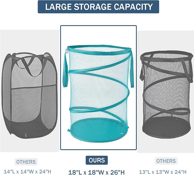 Seiritex Mesh Popup Laundry Hamper 115L Collapsible Laundry Basket No Lid Extra - Image 3