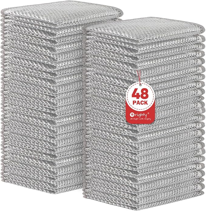 Orighty Dish Cloths for Washing Dishes, 48 Pack Metal Dish Rags by AllRightinOrighty