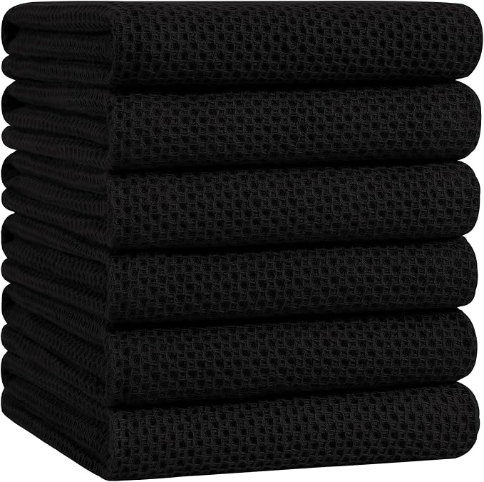 Homaxy 100% Cotton Oversized Waffle Weave Kitchen Towels 6-Pack, Ultra Soft by Homaxy