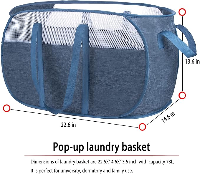 Pop Up Laundry Hamper，with Durable Handles collapsible laundry basket，Easy to - Image 6