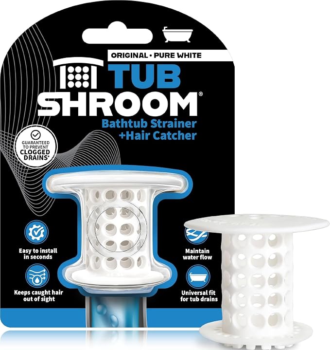 TubShroom Bathtub Drain Hair Catcher – In-Drain Tub Strainer & Clog Prevention by TubShroom