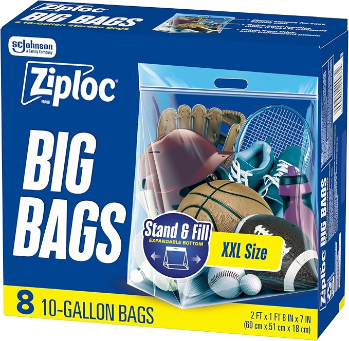 Ziploc Big Bags 10 Gallon XXL, Reusable Large-Capacity Plastic Storage Bags by Unknown