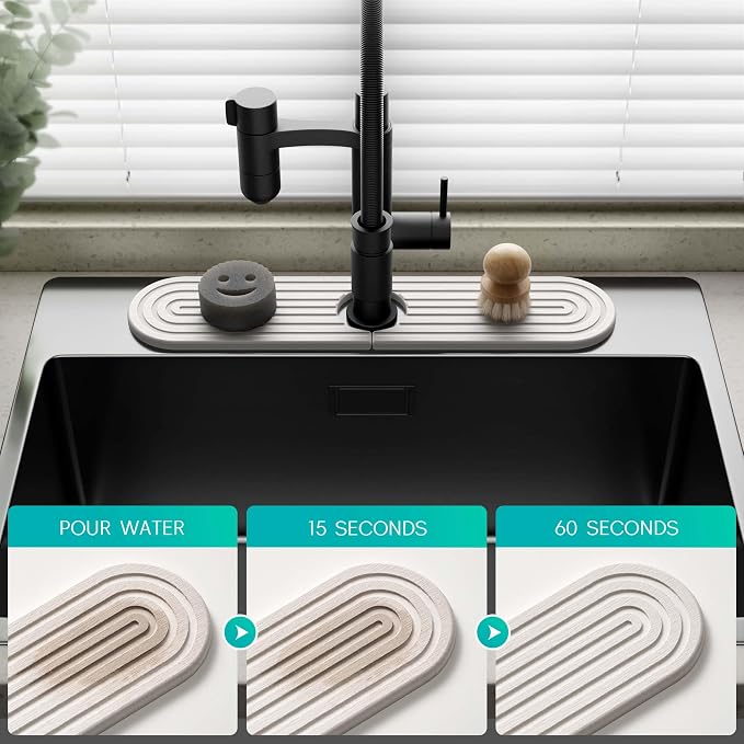 Stone Faucet Mat for Kitchen Sink – Diatomite Fast-Drying Stone Tray, Faucet - Image 3