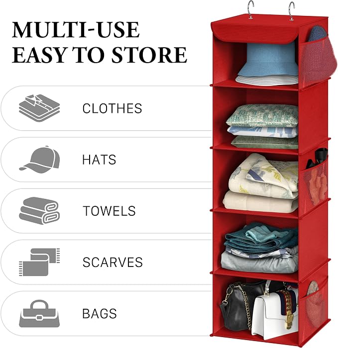 Simple Houseware 5 Shelf Hanging Closet Organizer, Top Support Metal Frame - Image 5