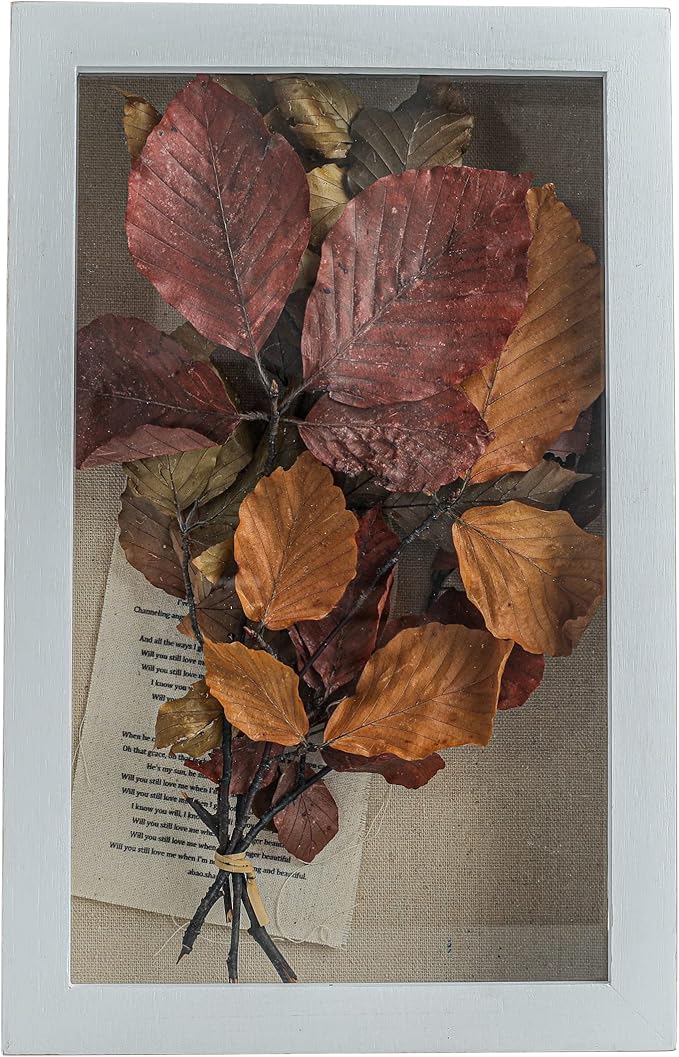 Freezing point Shadow Box Frame 8x12.5 Shadow Boxes Display Case with Linen Back Memorabilia Awards Medals Bouquet Photos Picture Badge Wedding Memory Box for Keepsakes White Small Pin Board White