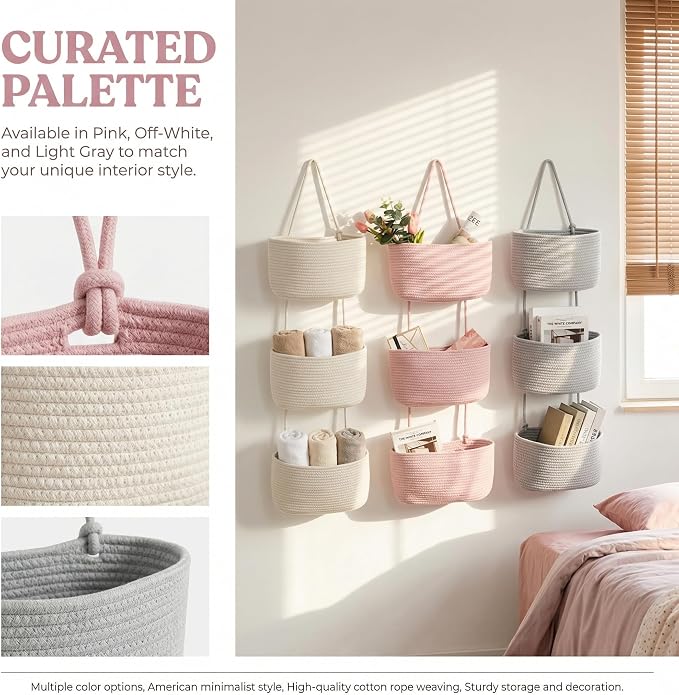 Hanging Basket, Over Door Organizer, 3 -Tier Wall Basket - Image 3