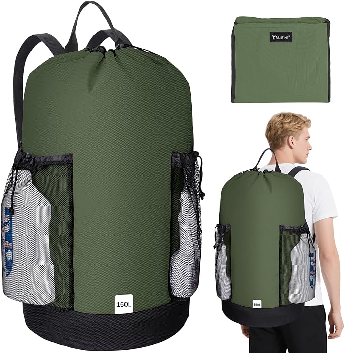 BALEINE 2PK 150L Laundry Bag Backpack, 900D Oxford Fabric Large Travel Laundry by BALEINE