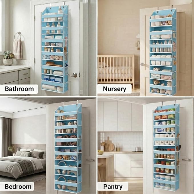 HOMELUX THEORY Over the Door Organizer, 100D Fabric, Baby Blue 1pc - Image 7