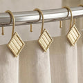 Brass Gold Shower Curtain Hooks: 12PCS Geometric Bathroom Curtain Rings | by PopKozzi