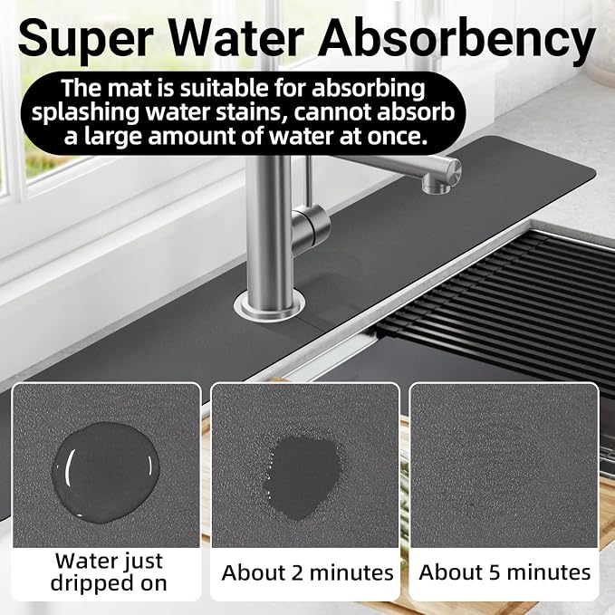LOPNUR Cuttable Faucet Mat for Kitchen Sink, Extra Long 29 Inch, Dark Grey | - Image 6