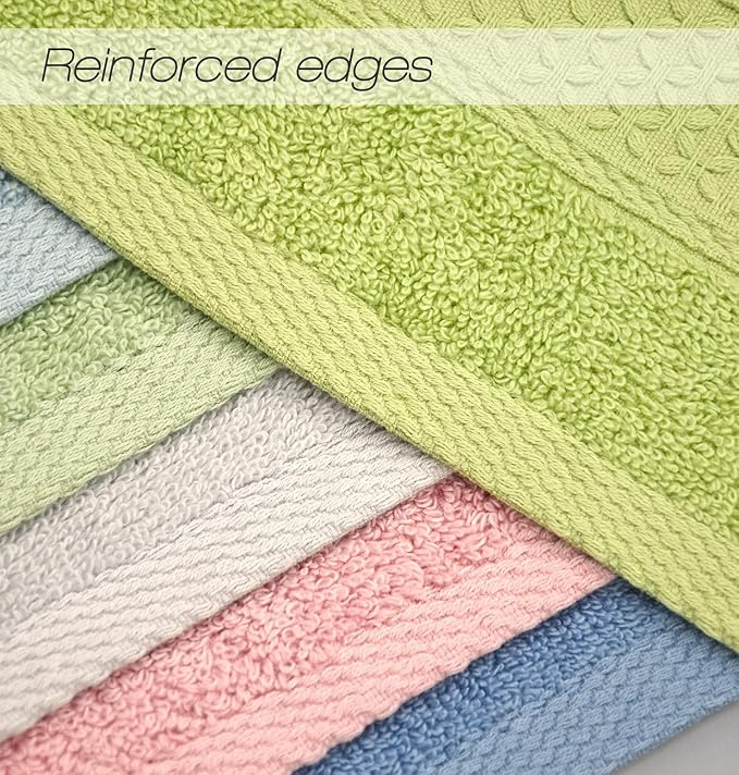 Cleanbear Hand Towels 6-Pack, 100% Cotton Hand Towels 29" x 13", 6 Colors | - Image 6