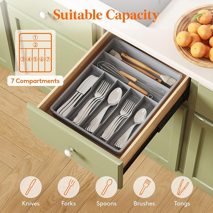 Lifewit Silverware Drawer Organizer Tray, Cutlery Storage - Image 4