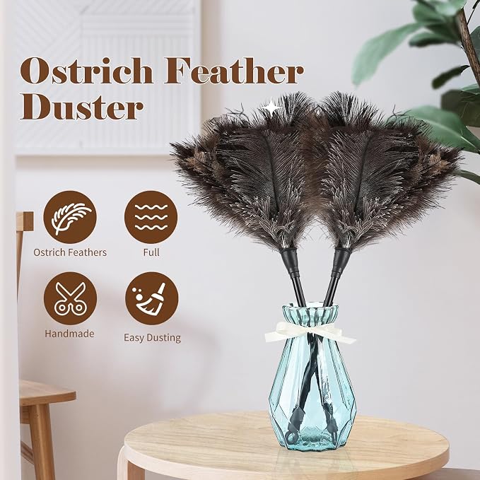 Natural Ostrich Feather Duster 14.9 inch Fluffy Mini Dusters | Handheld - Image 3