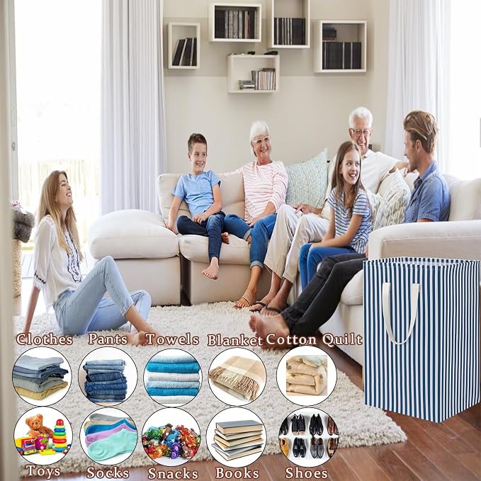 Waterproof Laundry Hamper 75L Collapsible Laundry Basket Extended Cotton Handle - Image 5
