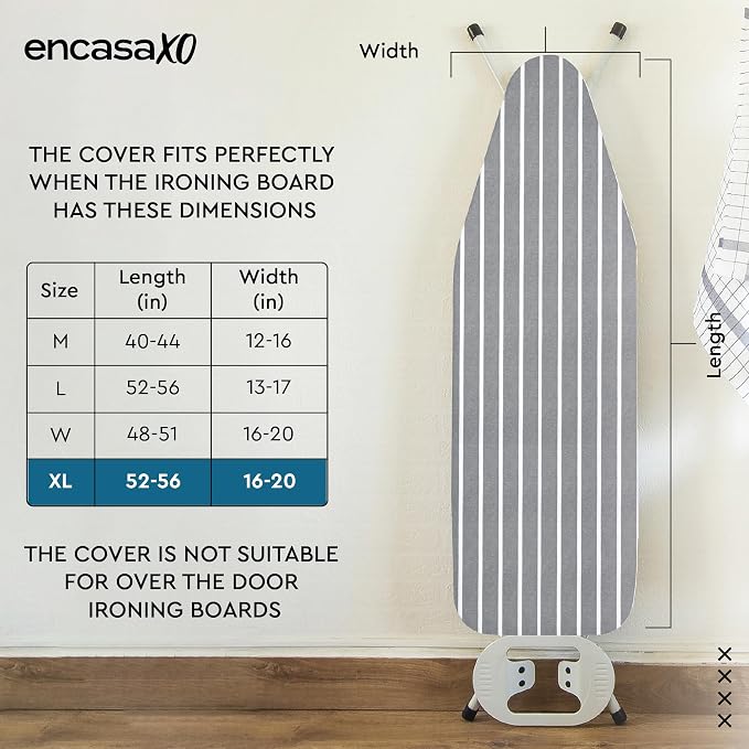 Encasa XO Ironing Board Cover and Pad, Thick Felt 54"x18" - Image 2