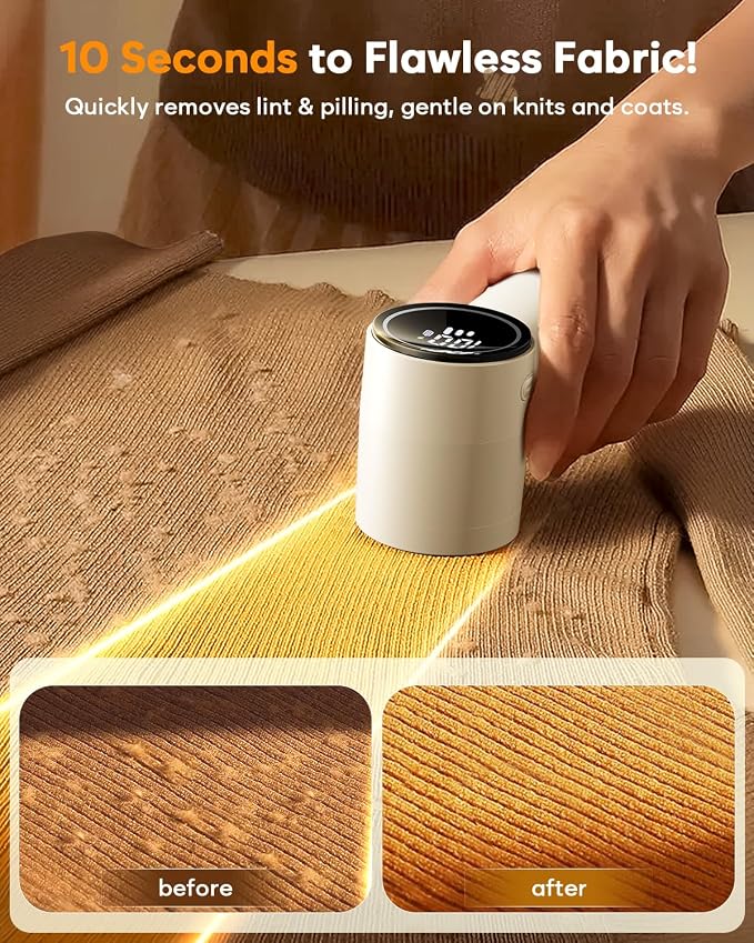 Fabric Shaver, Lint Remover Rechargeable, 6-Blade Lint Remover | LCD Display & - Image 2