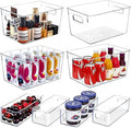 SKTEET Set of 8 Clear Plastic Storage Bins, 4 Large and 4 Small Stackable by SKTEET