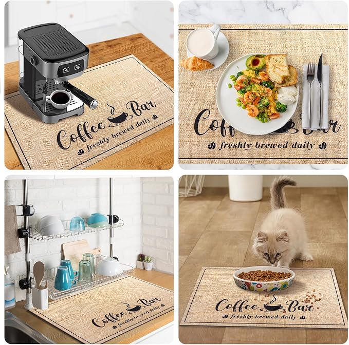 CooRug Fashion Coffee Mat, Dish Drying Mat 12" x 20" Beige | Hide Stain - Image 5