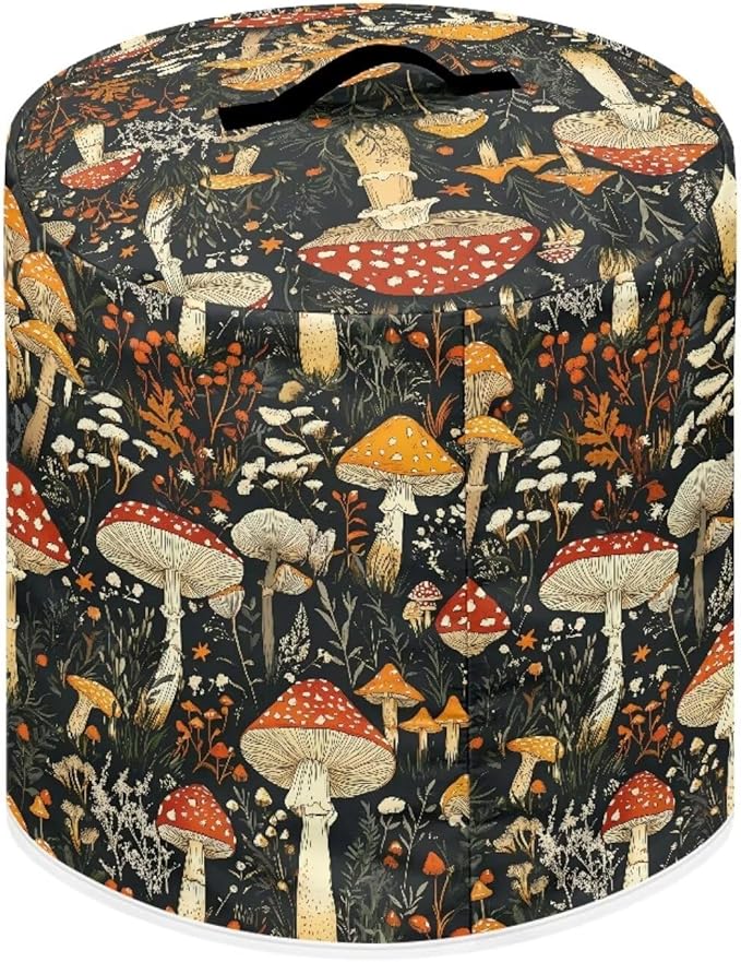 Dust Cover for 3 Quart Air Fryer and Electric Pressure Cooker with Pockets, Washable Cover for Electric Appliance, Portable Small Appliance Covers Accessories Mushroom