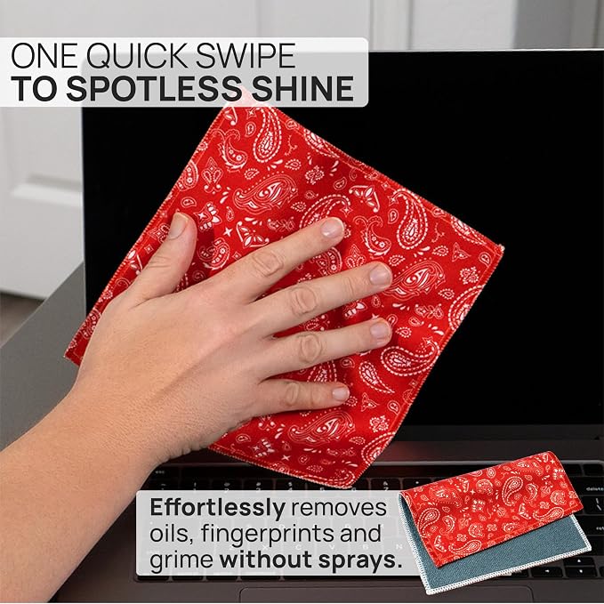 Microfiber Wholesale Quick Cloth Glasses Cleaning Cloth 8x8 Paisley Red | 1-Pack - Image 2