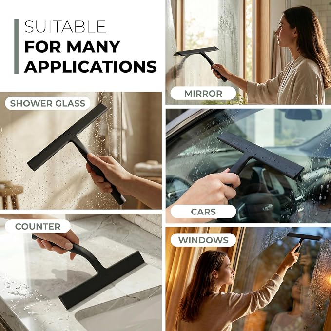 Silicone Shower Squeegee with 3-in-1 No-Drill Mount, Streak-Free & No-Squeak - Image 6