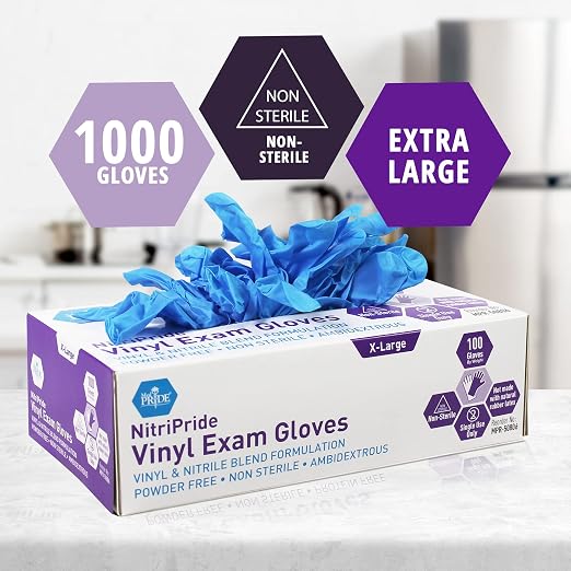 MED PRIDE Nitrile/Vinyl Blend Exam Gloves, Powder-Free - Image 2