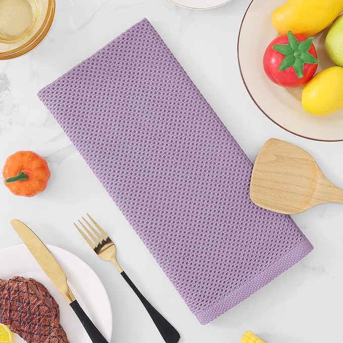 Homaxy 100% Cotton Waffle Weave Kitchen Dish Towels 4-Pack, Lavender | 13 x 28 - Image 7