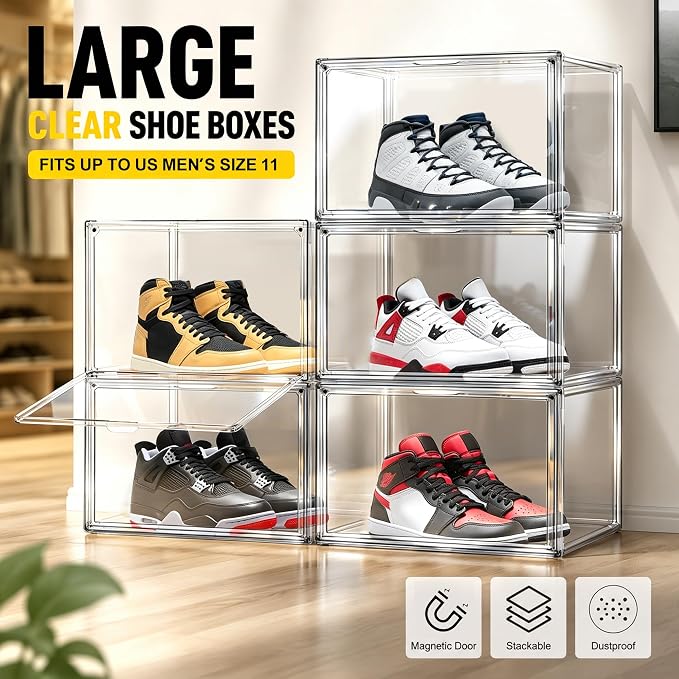 Clear High-Top Sneaker Storage Box, Acrylic Shoe Organizer 1 Pack - Image 6